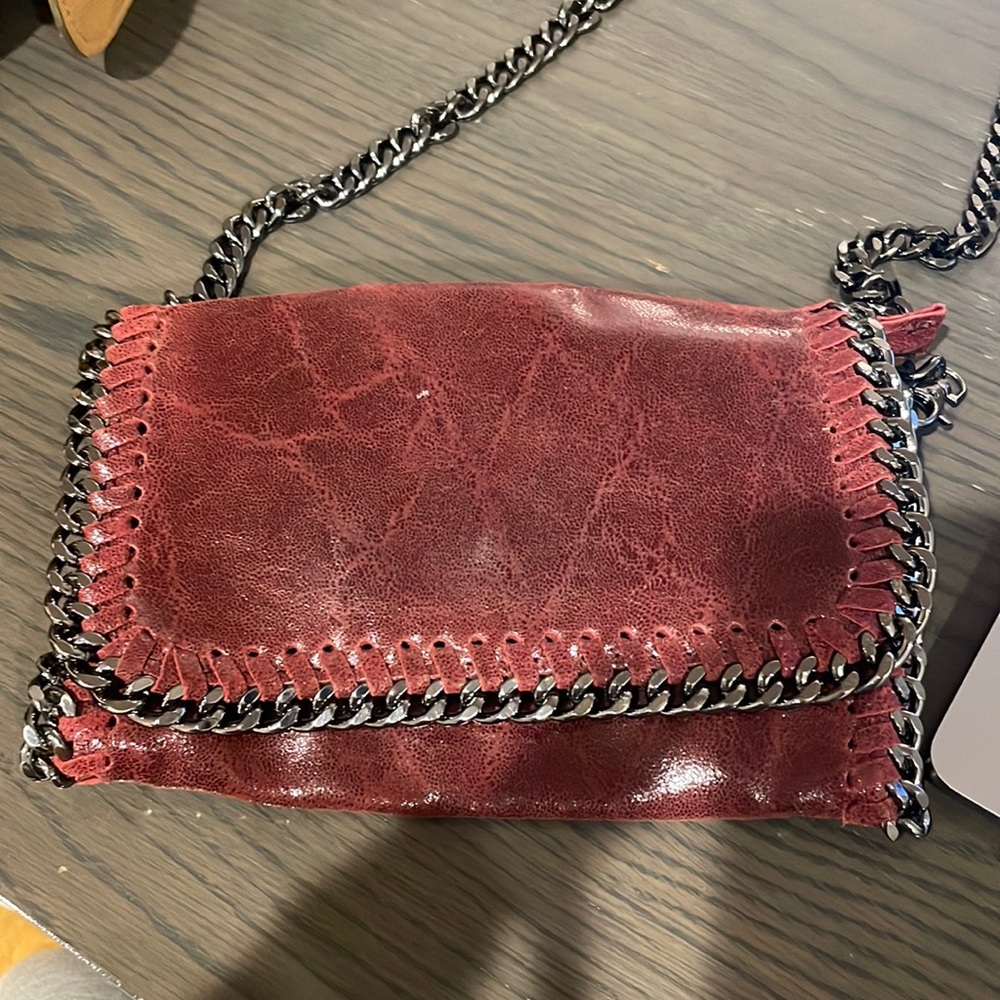 Genuine red leather crossbody bag made in Italy